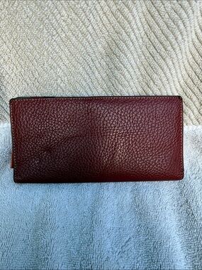 Leather Long Wallet in Deep Burgundy